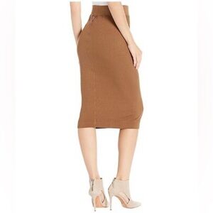Hard Tail Brown Ribbed Midi Pencil Skirt Large